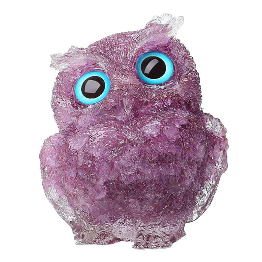 LAIDANLA Amethyst 2.4" Owl Statue Natural Healing Crystal Cute Owl Animal Purple Figurine Pocket Sculpture Reiki Spiritual Energy Gemstone Home Office Room Desk Decor Gifts for Women Men