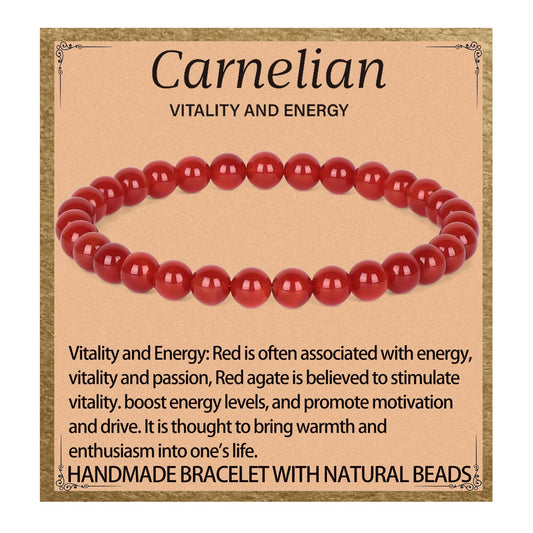 LPBeads Handmade Natural Gemstone Stretch Elastic 6m Carnelian Bracelet Healing Crystal Round Stone Beads Jewelry Gifts for Women Men