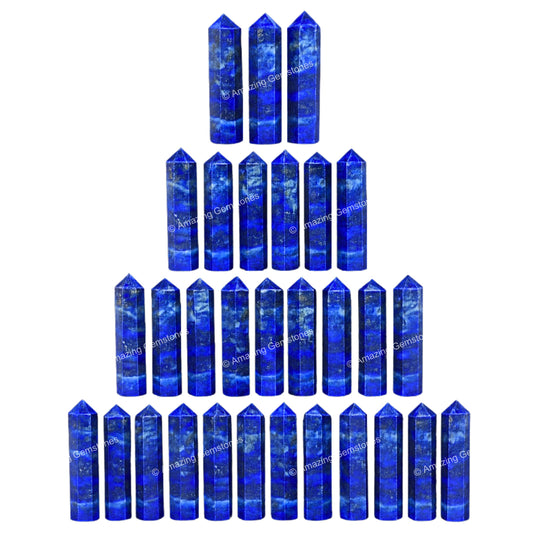 Amazing Gemstone Lapis Lazuli Crystal Points Bulk Healing Crystals and Stones - Pack of 3 Single Terminated Healing Wand Point Bulk Crystals for Crafts, Crystal Grid, DIY Work - Premium Crystals