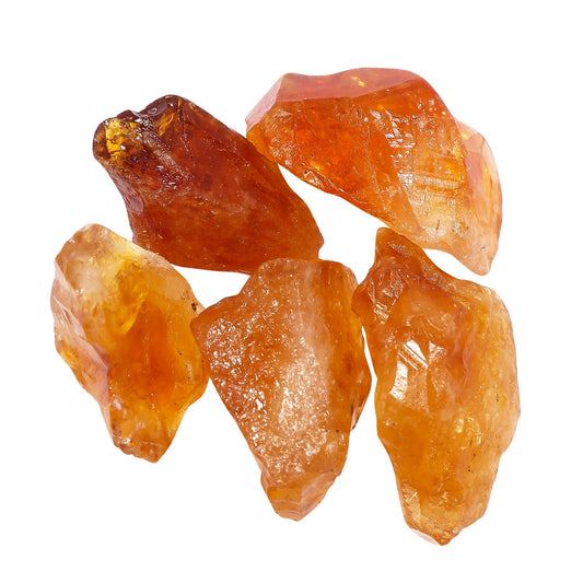 CRYSTALIS 5pcs Natural Big Madeira Citrine Raw Crystals, Loose Gemstone Wholesale Bulk Rough Jewelry Making Supply, Chakra Healing Stones, Wire Wrapping, DIY, Tumbling, Gem Collection, 15-20mm