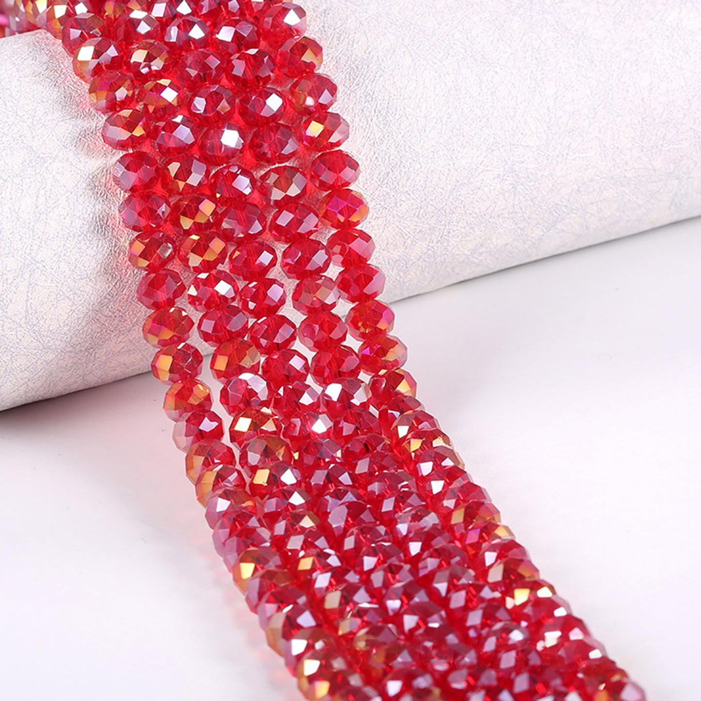 Laopottbeads 220Pcs 10mm Crystal Glass Beads for Jewelry Making Beads for Bracelets Necklace Pendants Making Supplies(Red)