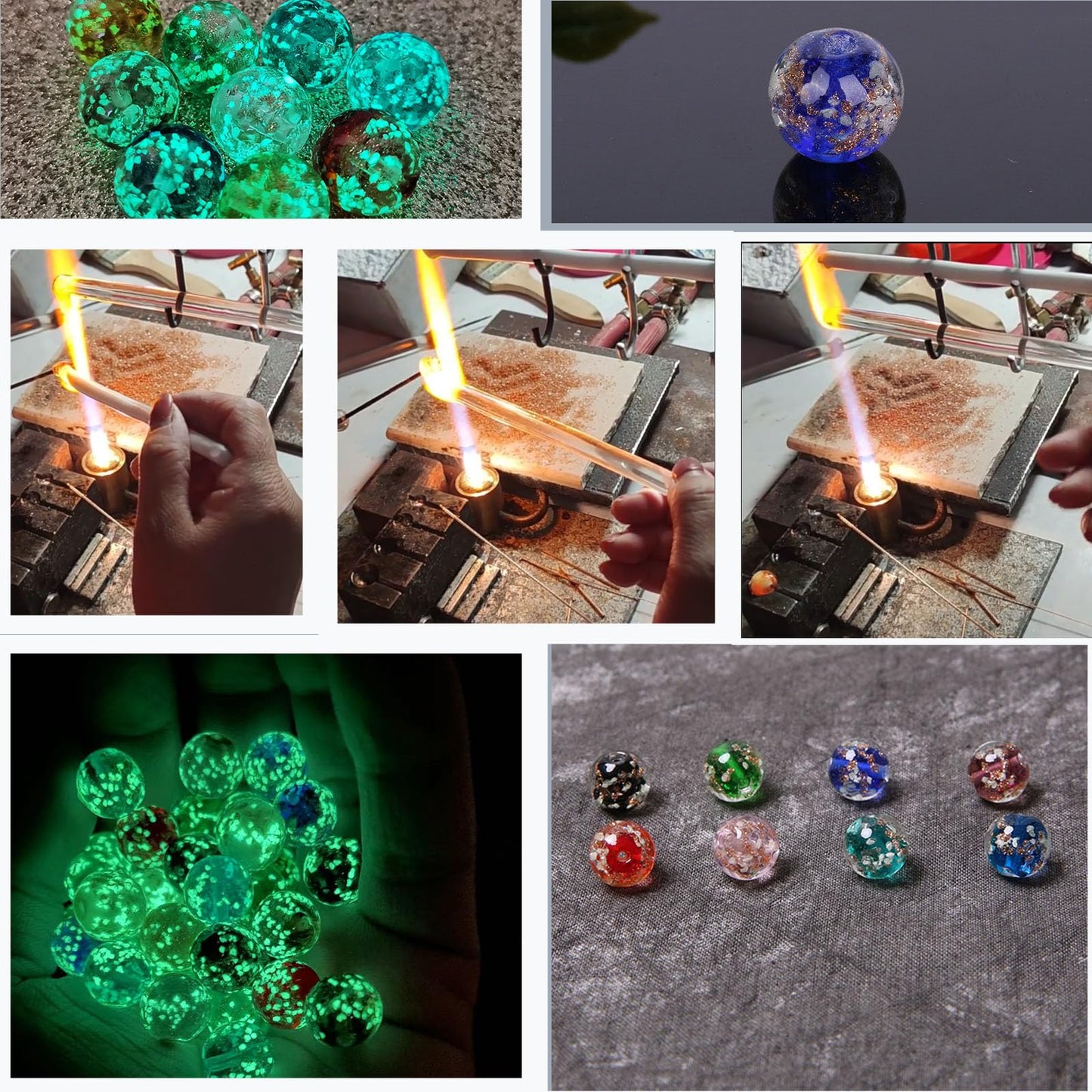 200 PCS 8mm Glow in The Dark Beads Bulk Round Luminous Glass Beads with Holes for Jewelry Making Bracelets Earrings Necklace Glow Loose Spacer Ball Bead DIY Craft Kit (White)
