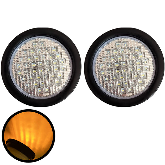 All Star Truck Parts 40 LED Amber Round Tail Lights, 4in Size, Waterproof, Rubber Grommet, 12V for Trucks Trailers RV Boat