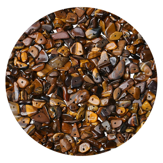 Natural Chip Stone Beads 450pcs Yellow Tiger Eye Chips 5-8mm Genuine Real Irregular Healing Crystal Rocks Hole Drilled DIY Loose Gemstone Beads for Jewelry Making Bracelet Earrings Necklace Crafting