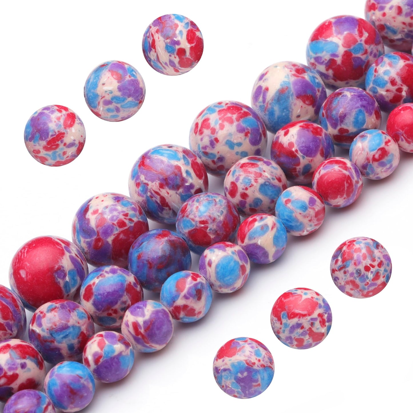Youngbling Natural Gemstone Beads for Jewelry Making,6mm Blue-Purple Imperial Jasper Polished Round Smooth Stone Beads for Bracelet Necklace 15 Inch