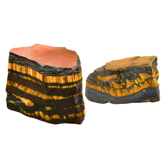 Amazing Gemstone 2 Pieces Iron Tiger Eye Raw Crystals and Healing Stones, Natural Rocks for Tumbling and DIY Raw Stones and Crystals