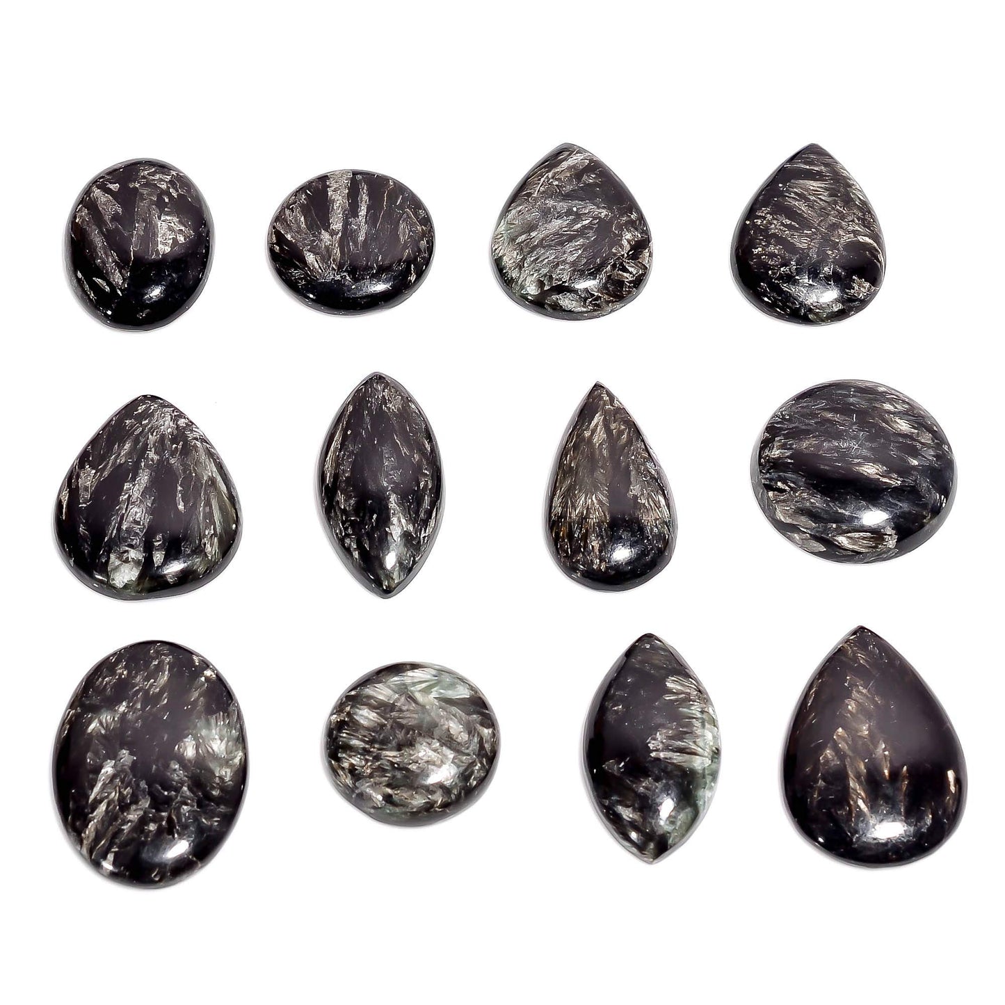 GEMKORA™ 5pcs Golden Seraphinite Gemstone Wholesale Cabochons Lot, Jewelry Making Loose Gemstone, Polished Home Decor Specimen, DIY, Wire Wrapping, Reiki, Healing Crystals, Bulk Gemstone Deal