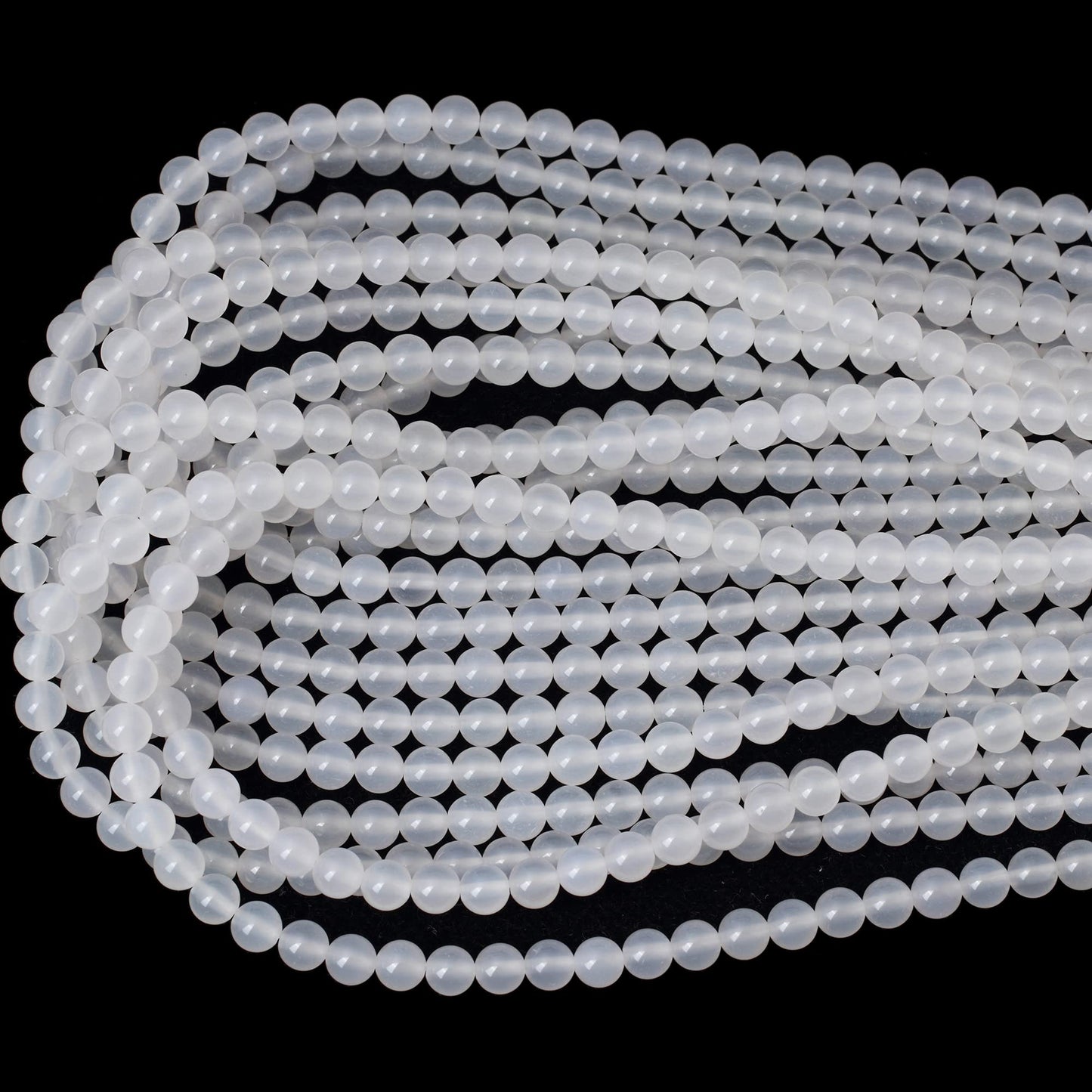 CHEAVIAN 60PCS 6mm Natural White Agate Gemstone Round Loose Beads for Jewelry Making 1 Strand 15"