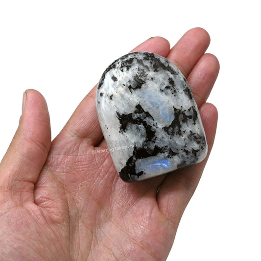 Amazing Gemstone Large Rainbow Moonstone Crystal Standing Palm Stone - Rainbow Moonstone Palm Stones&Crystals, A++ Grade Gemstones 7 Crystals - Healing Crystals and Stones Office Home Decor Gifts