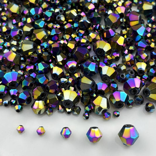 Pinhoollgo 1310pcs Bicone Crystal Glass Beads 2mm 3mm 4mm 6mm 8mm Faceted Crystal Spacer Beads for Bracelets Necklace Pendants Earrings DIY Jewelry Craft Making(Rainbow)