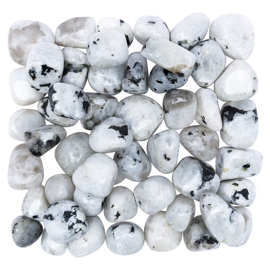 Crocon 1LB Rainbow Moonstone Tumbled Stones and Crystals Bulk 2000+ carats, Polished Stones - Rock Collection - vase Filler tumbles Crystals Healing Reiki - Gemstone Gifts, Fountain tumbles Size 20mm