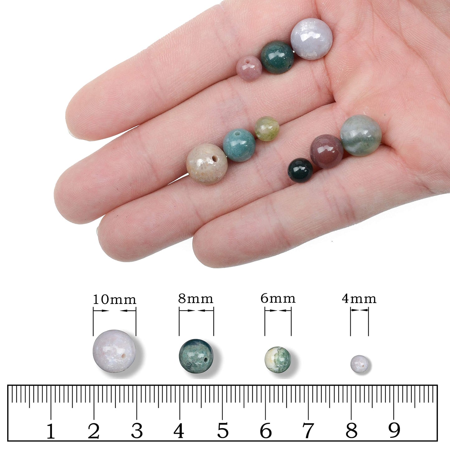 AD Beads Natural Gemstone Round Loose Beads 15" for Bracelet Necklace Earrings Jwelery Making Crafts DIY (4mm, Indian Agate)