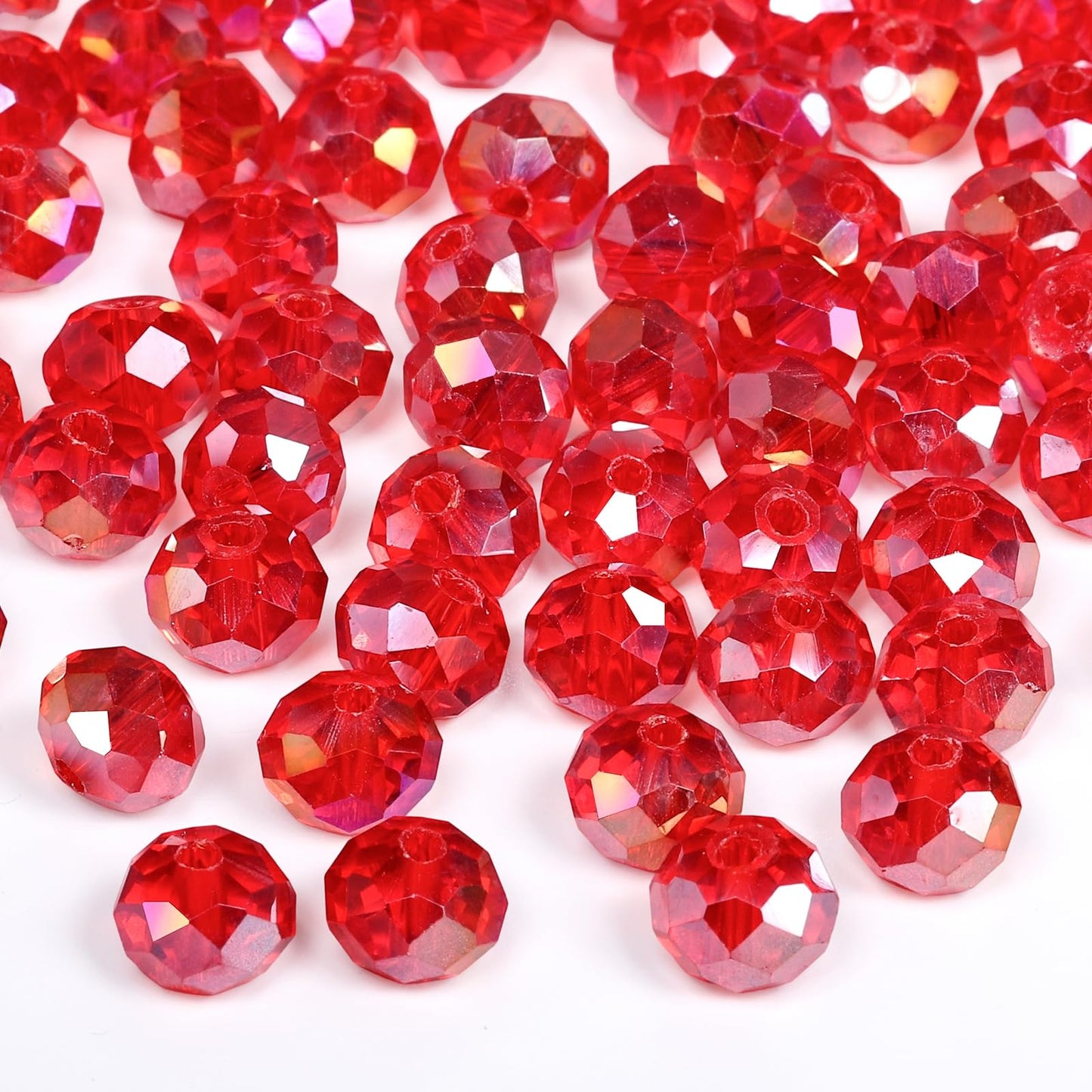NITOPUPU 1000pcs 4mm Crystal Glass Beads for Jewelry Making Faceted Rondelle Flat Beads for Bracelets Necklace Earrings DIY Crafts (Red Crystal AB Bead)