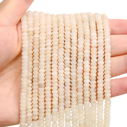 BONNY BOXX 1 Strand (150PCs) Natural 2 * 4mm White Opal Rondelle Beads, Natural Abacus Disk Stone Beads Loose Spacer Gemstone for DIY Bracelet Necklace Jewelry Making