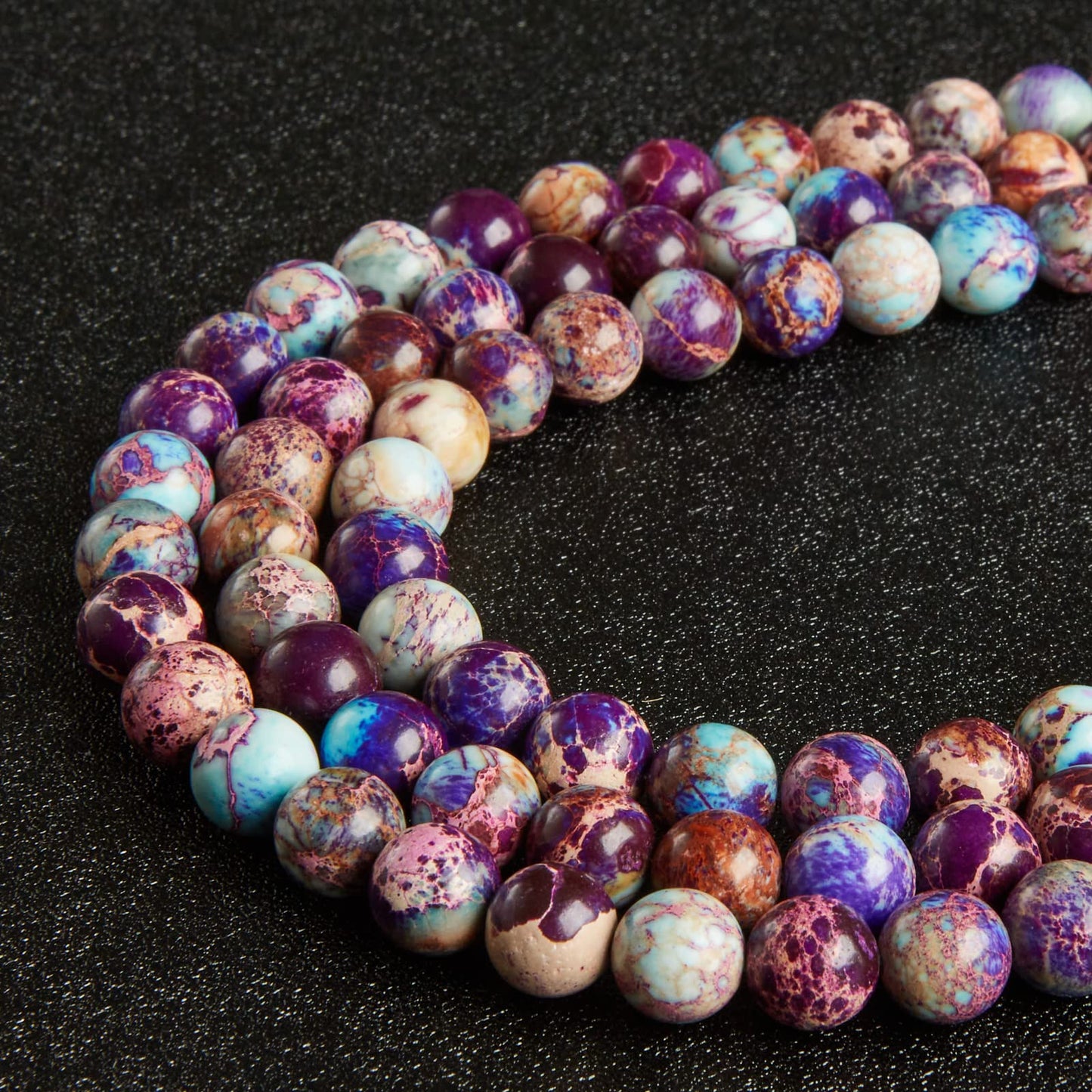 100pcs 10mm Colorful Imperial Jasper Beads Natural Gemstone Beads Round Loose Beads for Jewelry Making
