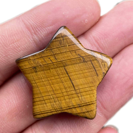Fekuar Tiger's Eye Stone Crystal Star Chakra Stones for Reiki Healing Yoga Balance Meditation Polished Mini Pocket Palm Stone 1 Inch (30mm)