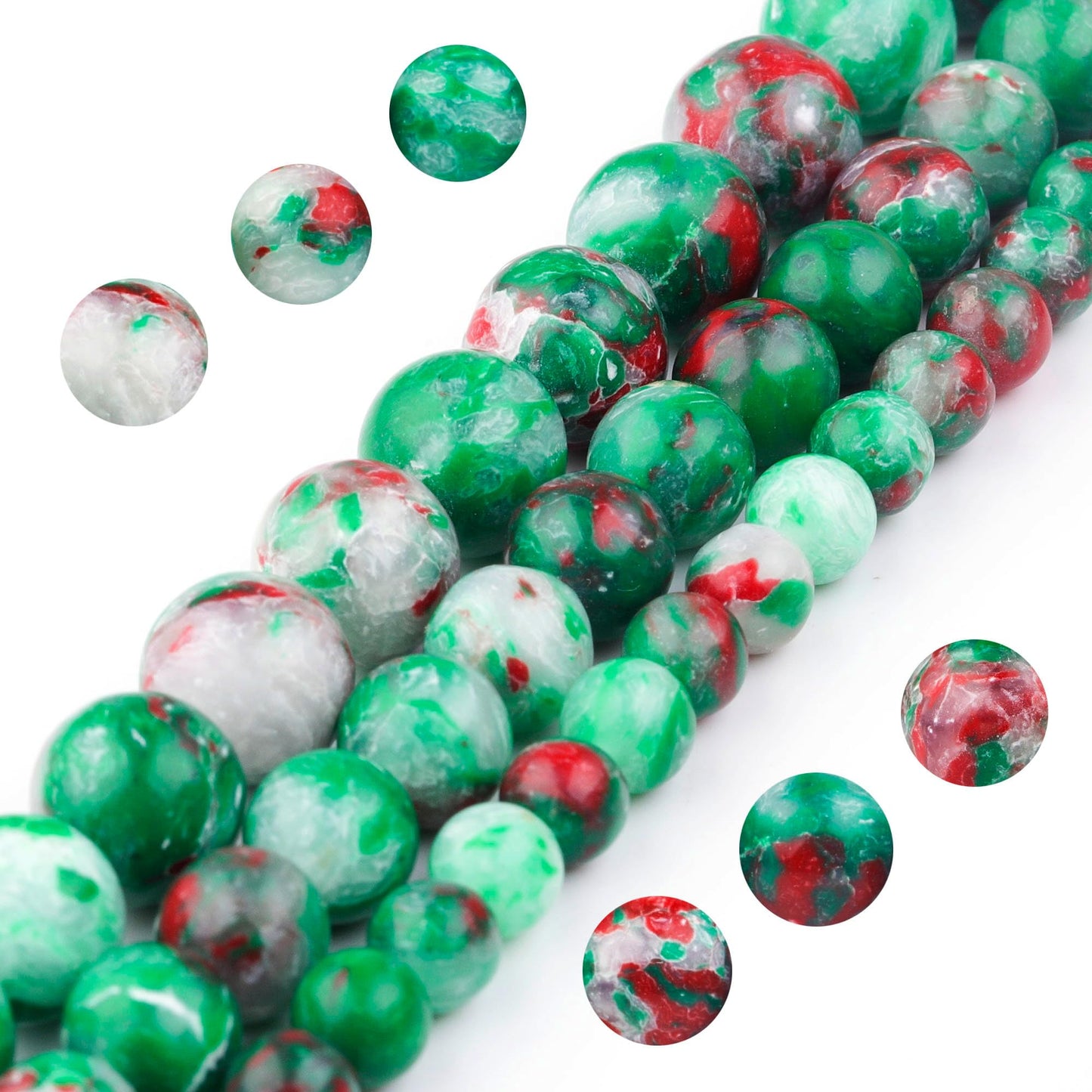 Youngbling Natural Gemstone Beads for Jewelry Making,8mm Green Imperial Jasper Polished Round Smooth Stone Beads for Bracelet Necklace 15 Inch(Green Imperial Jasper,8mm)