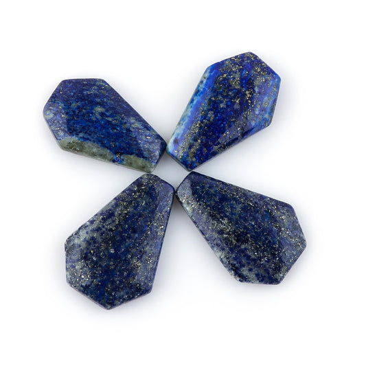 CRYSTALIS Lapis Lazuli (4pcs) (25-35mm) Wholesale Natural Coffins, Loose Gemstone, Bulk Flat Cabochons Jewelry Making Supply, Chakra Healing Polished Stones, Wire Wrapping, DIY, Gem Collection