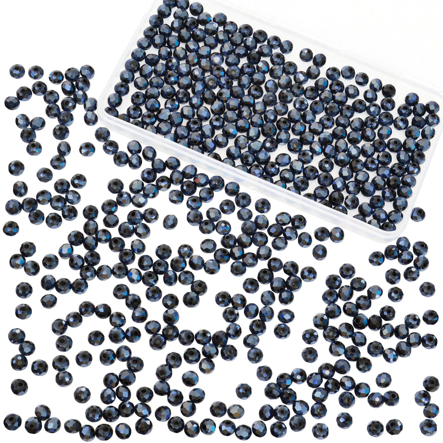 Laopottbeads 500Pcs 6mm Crystal Glass Beads for Jewelry Making Beads for Bracelets Necklace Pendants Making Supplies(Navy Blue)