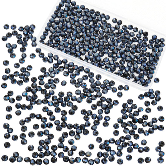 Laopottbeads 500Pcs 6mm Crystal Glass Beads for Jewelry Making Beads for Bracelets Necklace Pendants Making Supplies(Navy Blue)