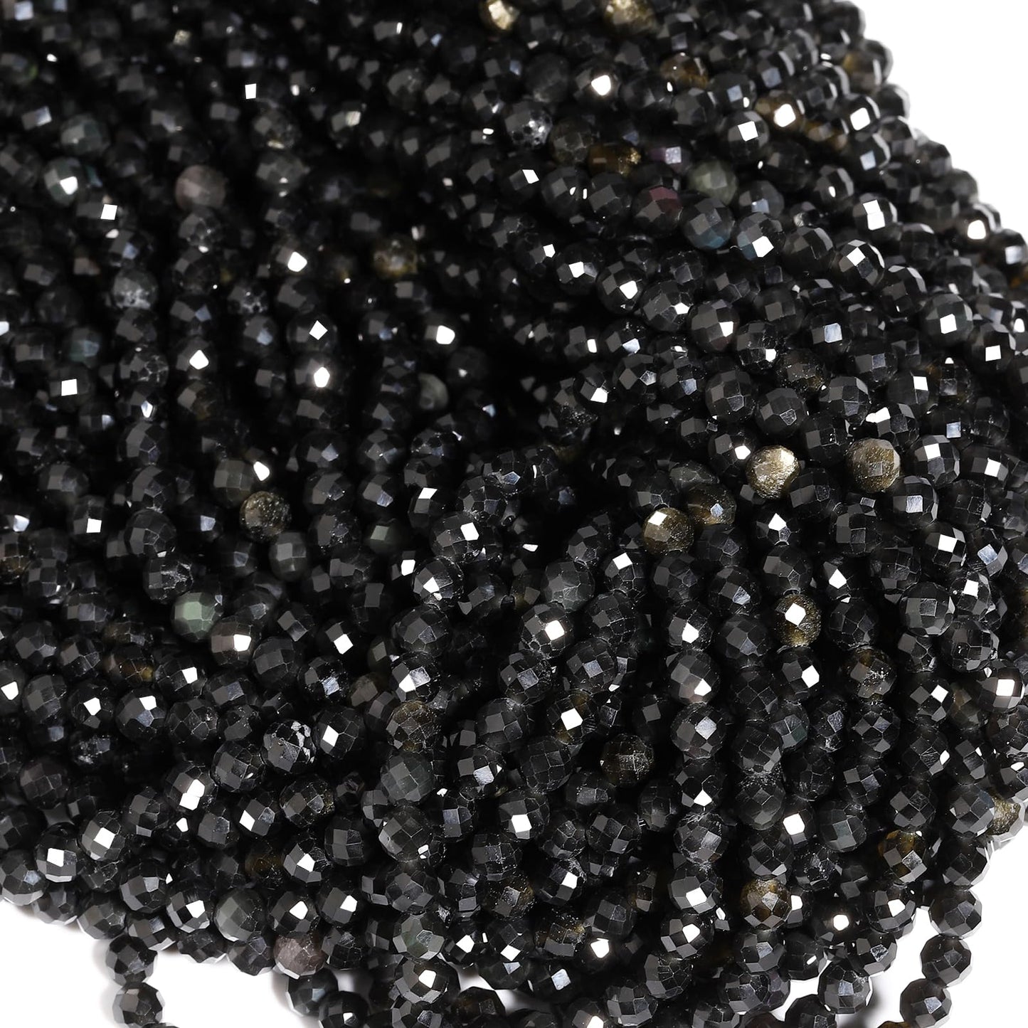 Song Xi 180pcs 2mm Natural Black Striped Agate Gemstone Beads Faceted Round Loose Stone Beads for Jewelry Making