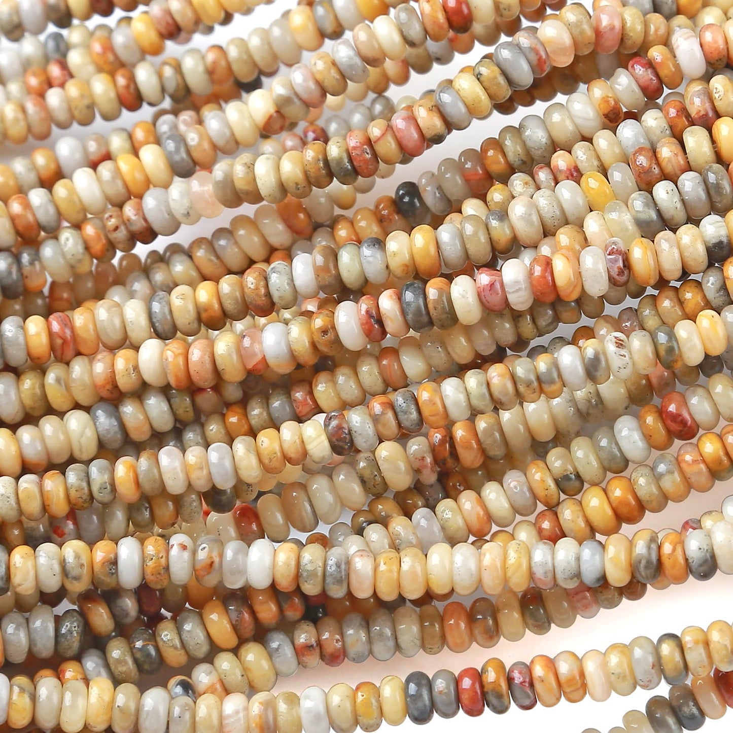 2x4MM 150PCS Crazy Lace Agate Tube Rondelle Abacus Disk Spacer Loose Beads for Jewelry Making