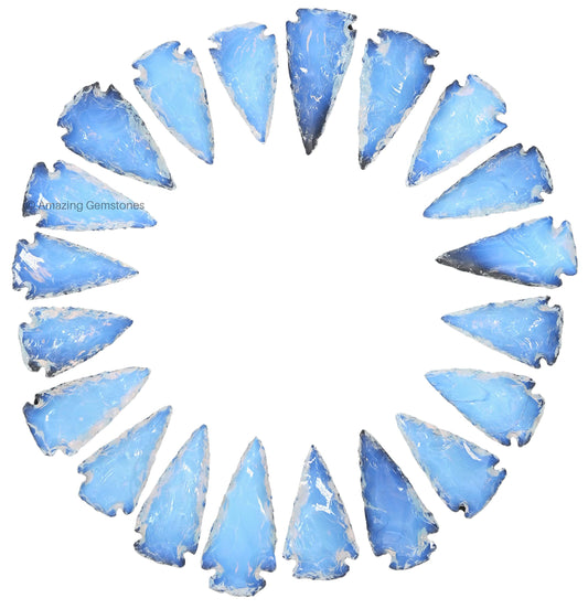 Amazing Gemstone 20 Pieces Opalite Arrowhead, Crystal and Healing Stone Flint Rock Arrow Head - 1 to 1.5 Arrowheads for DIY Project Craft Point Jewelry Making