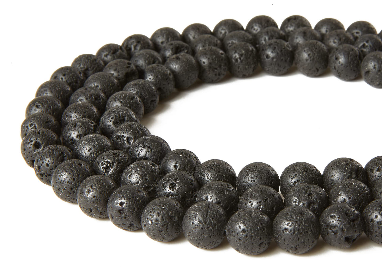100pcs 10mm Black Lava Beads Natural Gemstone Beads Round Loose Beads for Jewelry Making