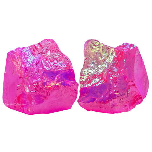 Amazing Gemstone 2 Pieces Rose Aura Quartz Raw Crystals and Healing Stones, Natural Rocks for Meditation and DIY Raw Stones and Crystals