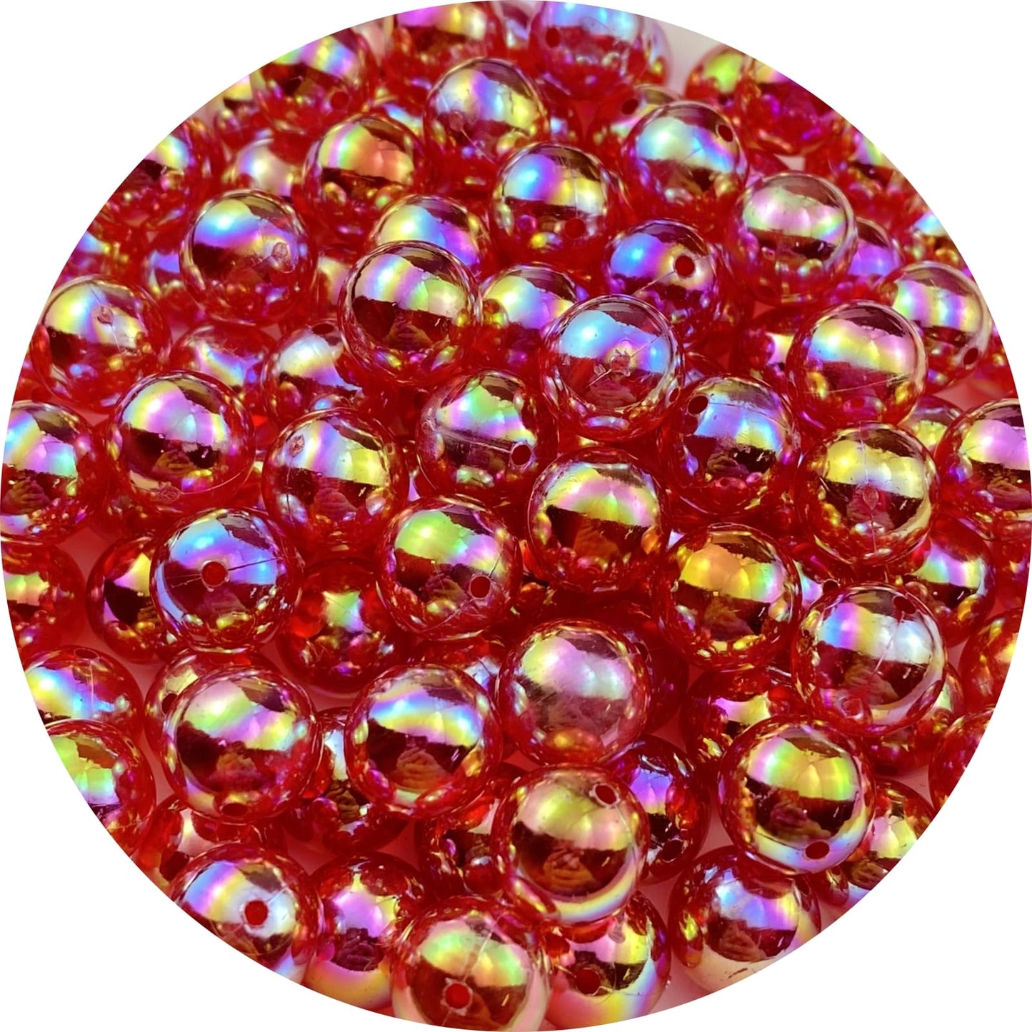 400pcs Acrylic Round Beads 8mm AB Colors Craft Beads Round Spacer Beads with Holes for Earring Bracelet Necklace Key Chains Jewelry Making(Red AB)