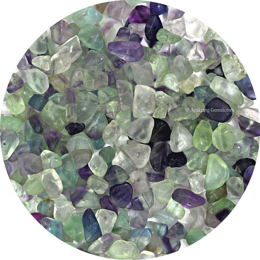 Multi Fluorite Pre Drilled Natural Crystals Crushed Chips Beads for Jewelry Making, DIY Handmade Healing Crystals (25 Inch Strand)
