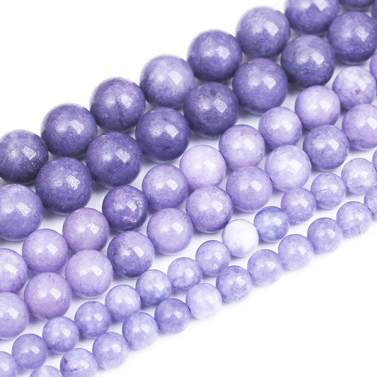 Lavender Purple Chalcedony Natural Stone Beads Gems Round Loose Beads Jewelry Making DIY Bracelet Necklace Accessory 1 Strand 36PCS 10MM 15"