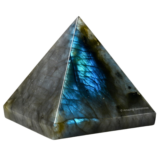 Amazing Gemstone Labradorite Pyramid Crystal Healing Stones - 2" Great Pyramid Figurine of Natural Stone Pyramid for Meditation, Reiki, Chakra Balancing and Crystal Pyramids Grid