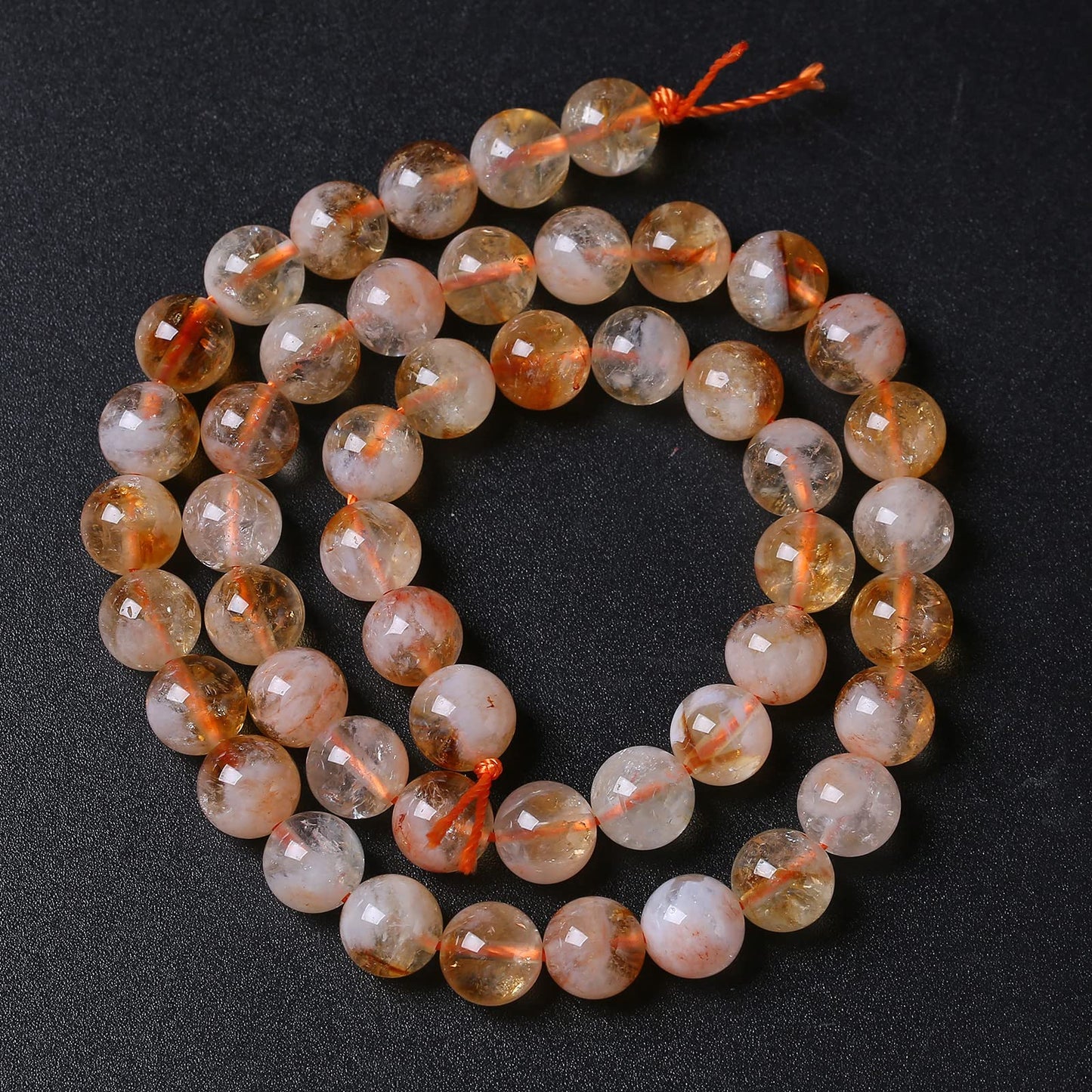 12MM 32PCS Natural Stone Citrine A Grade Quartz Crystal Loose Beads for Jewelry Making DIY Bracelet Necklace 1 Strand 15’’