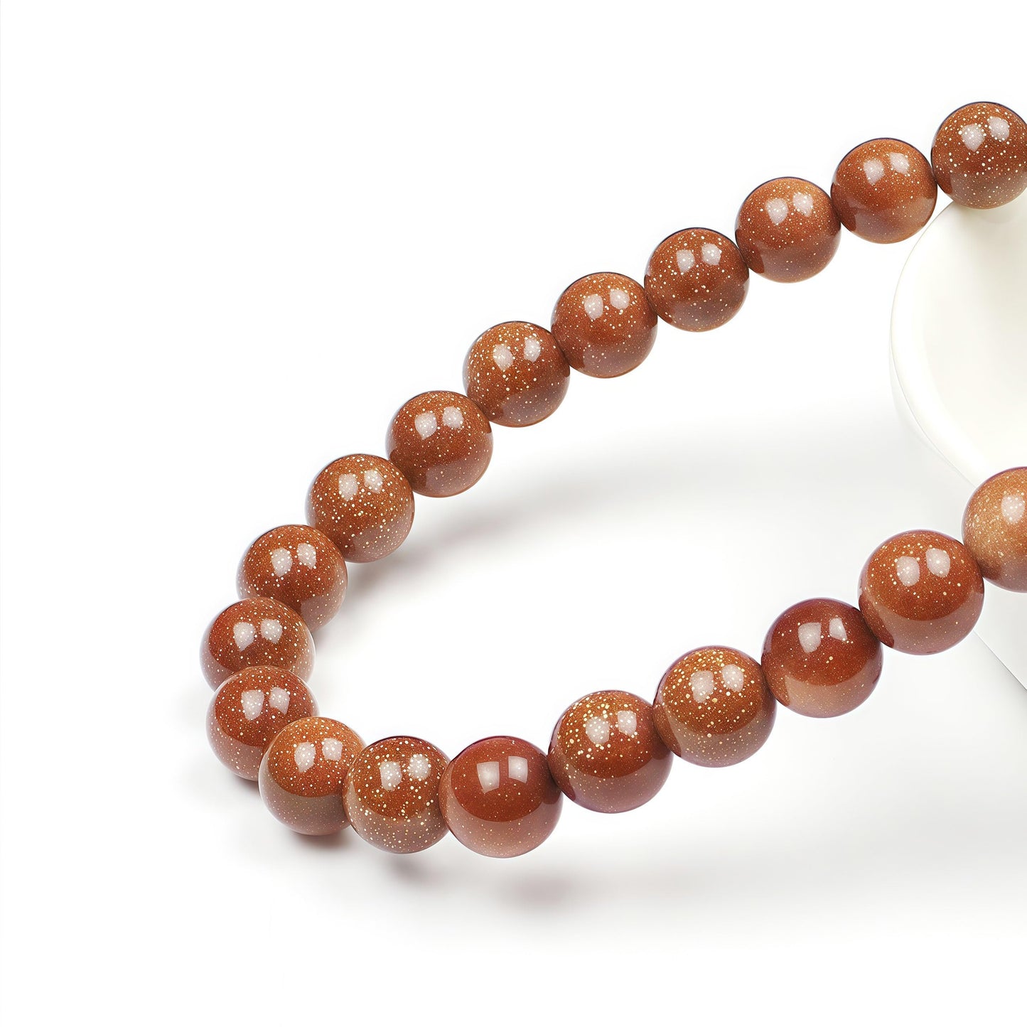 MJDCB AAA Natural Gold Sand Gemstone Loose Round Beads Spacer Beads for Jewelry Making (8mm)