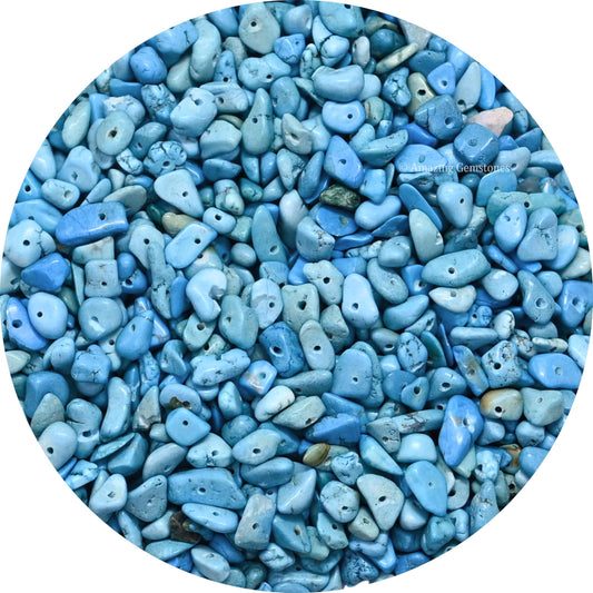 Amazing Gemstone Turquoise Pre Drilled Crystal Crushed Chips Beads for Bracelets Making, DIY Handmade Natural Healing Crystals (25 Inch Strand)