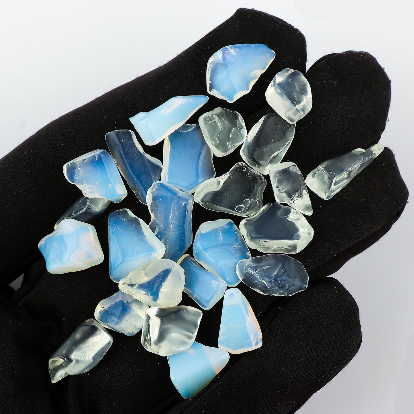 CRYSTALINES 100cts, Wholesale Genuine Raw White Opalite Gemstone, Untreated Polished Tumbled Stone, Bulk Loose Supplies, DIY Jewelry Making, Chakra Healing Crystals, Gem Collection, 28-32pcs