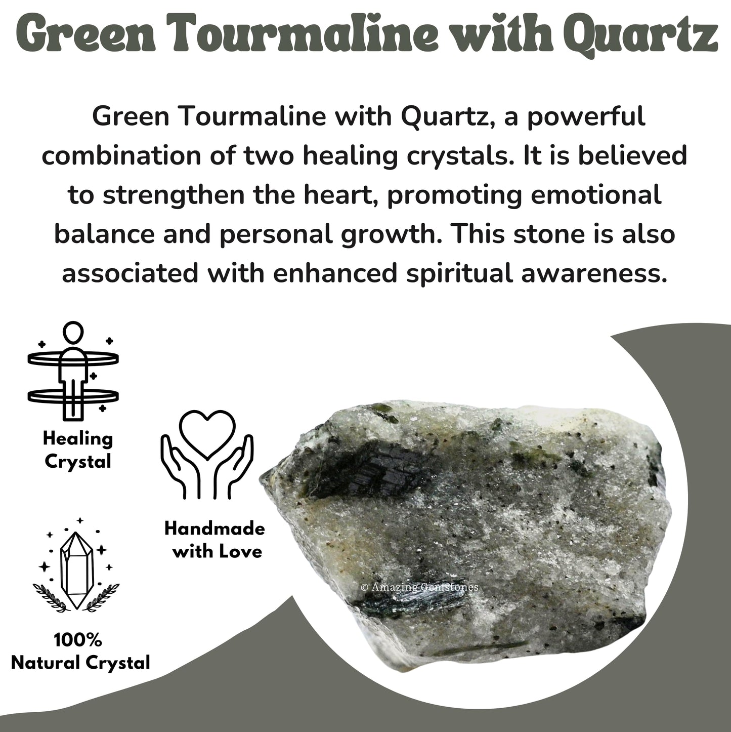 Amazing Gemstone 2 Pieces Green Tourmaline with Quartz Raw Crystals and Healing Stones, Natural Rocks for Tumbling and DIY Raw Stones and Crystals