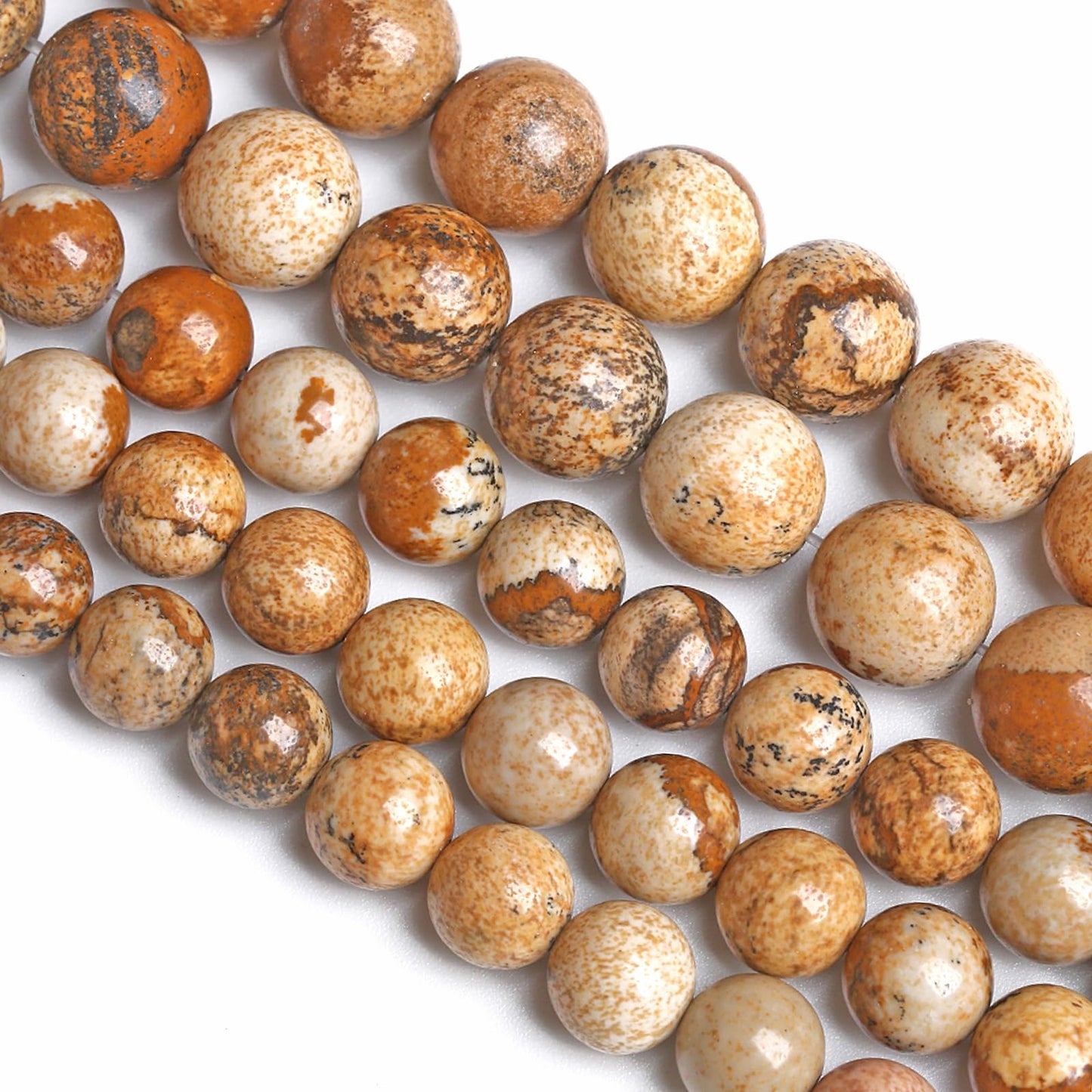 10MM 38PCS Natural Stone Picture Jasper Loose Beads for Jewelry Making DIY Bracelet