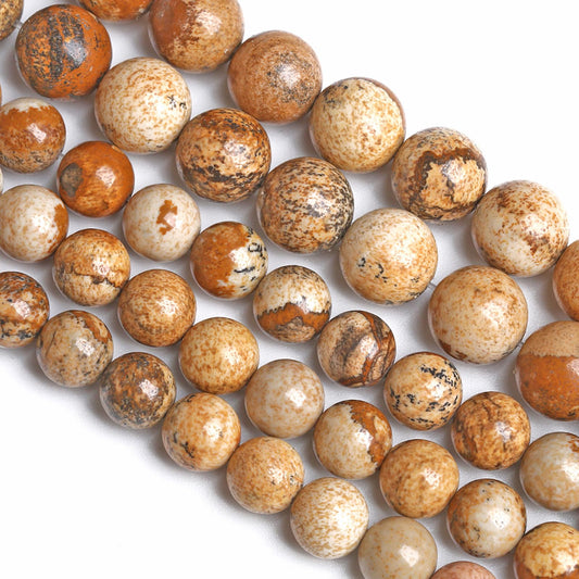 8MM 45PCS Natural Stone Picture Jasper Loose Beads for Jewelry Making DIY Bracelet