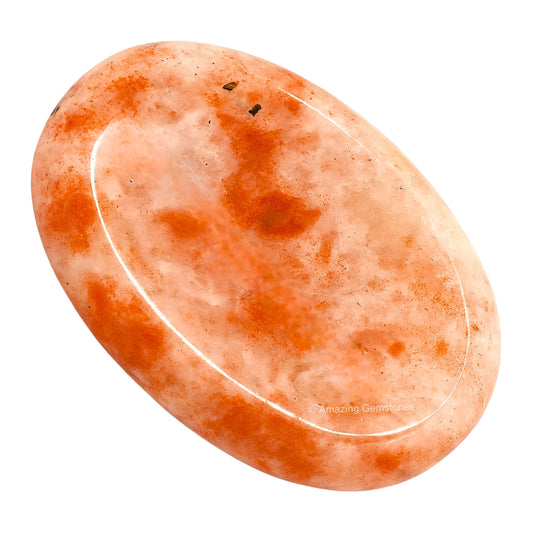 Amazing Gemstone Sunstone Worry Stone, Healing Crystals - Piedra Crystal Fidget for Gift, Meditation, Calming, Relaxation, Stress Relief