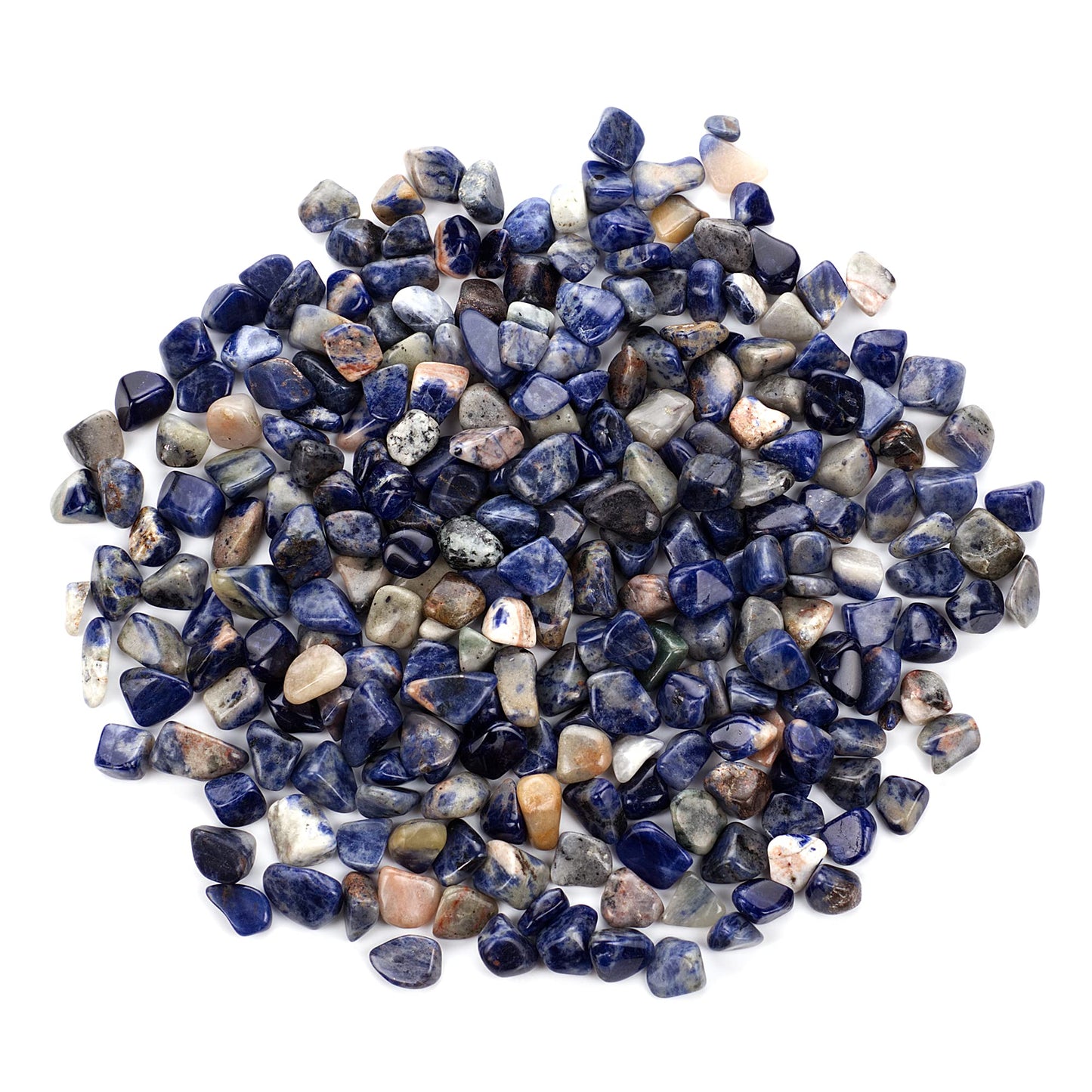 Cherry Tree Collection 1/2 Pound Polished Tumbled Gemstone Chips, Pebbles, Crystal Chips Bulk for Jewelry Making, Healing, Plants, Succulents, Aquariums, Decoration, Chakra (Sodalite-L)