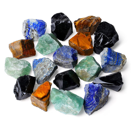 ZHIYUXI 1lb Tiger Eye 2" Green Aventurine Obsidian Lapis Lazuli Rough Stones Crystals Raw Crystal Bulk Large Crystals and Stones Gemstones Natural Rocks for Meditation, Fountain Rocks, Wire Wrapping