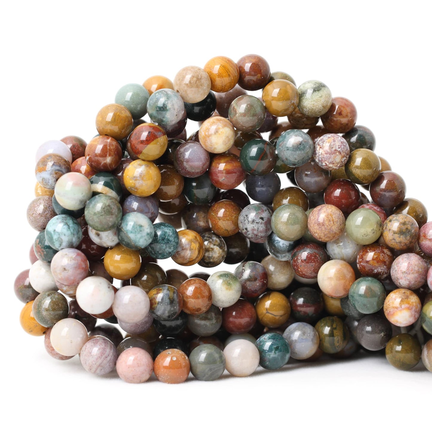 CHEAVIAN 45PCS 8mm Natural Marine Agate Round Loose Beads for Jewelry Making DIY Findings 1 Strand 15"