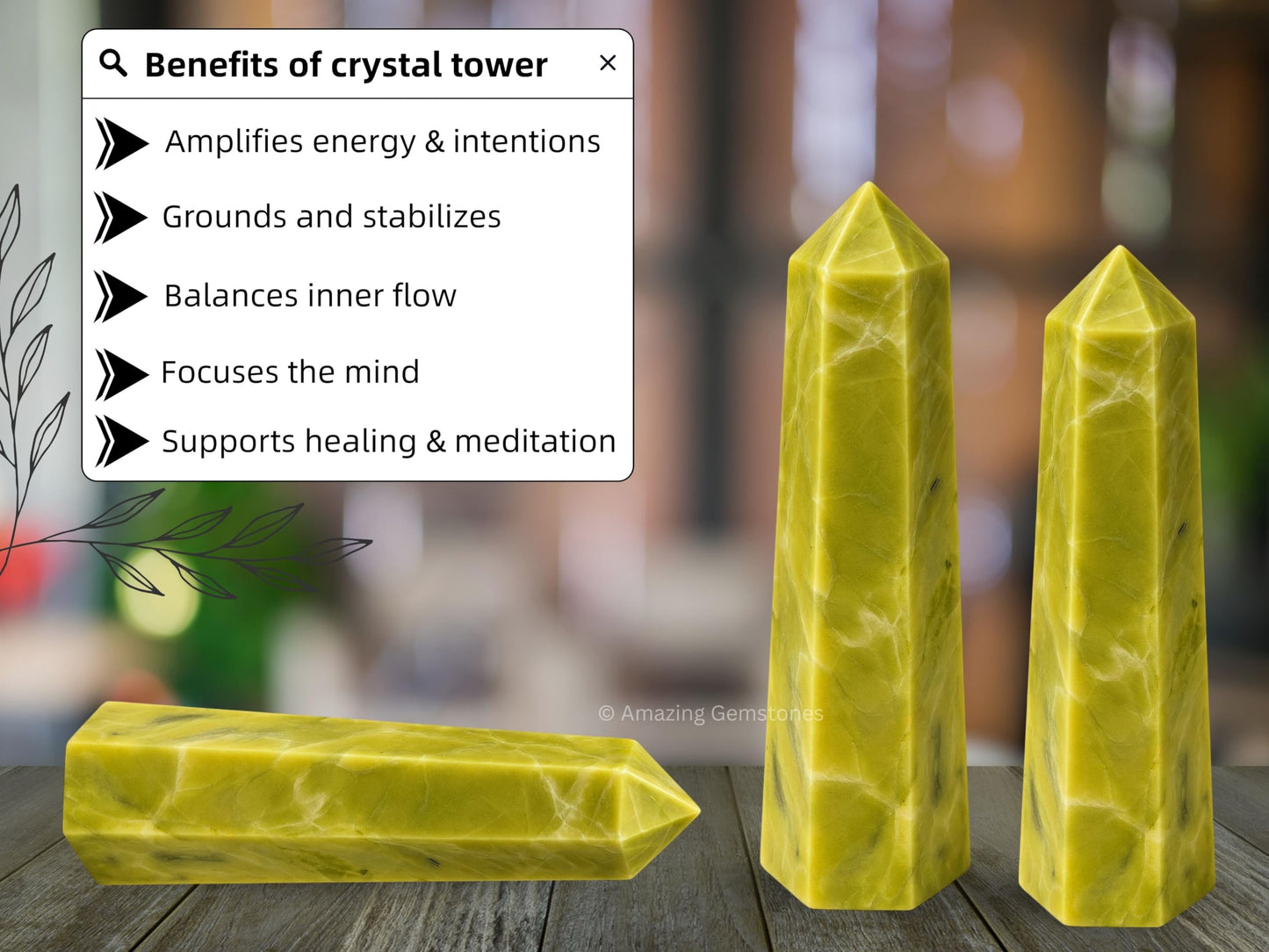 Amazing Gemstone Serpentine Crystal Towers - Natural Healing Crystal Point Obelisk for Reiki Healing and Crystal Grid (3" to 4" INCH)