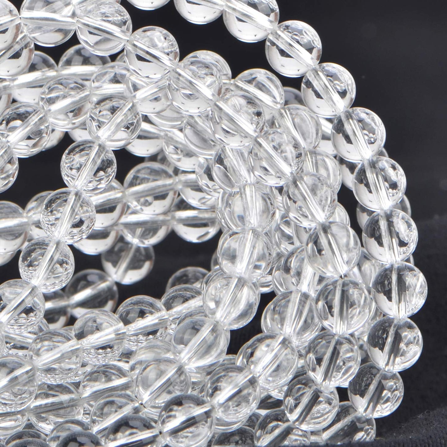 80Pcs Natural Crystal Beads Stone Gemstone Round Loose Energy Healing Beads with Free Crystal Stretch Cord for Jewelry Making (Clear Crystal, 10mm)