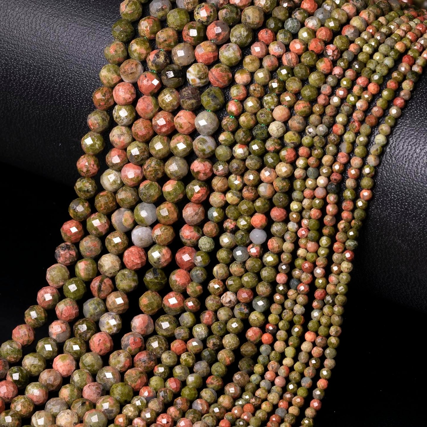 Song Xi 90pcs 4mm Natural Unakite Gemstone Beads Faceted Round Loose Stone Beads for Jewelry Making