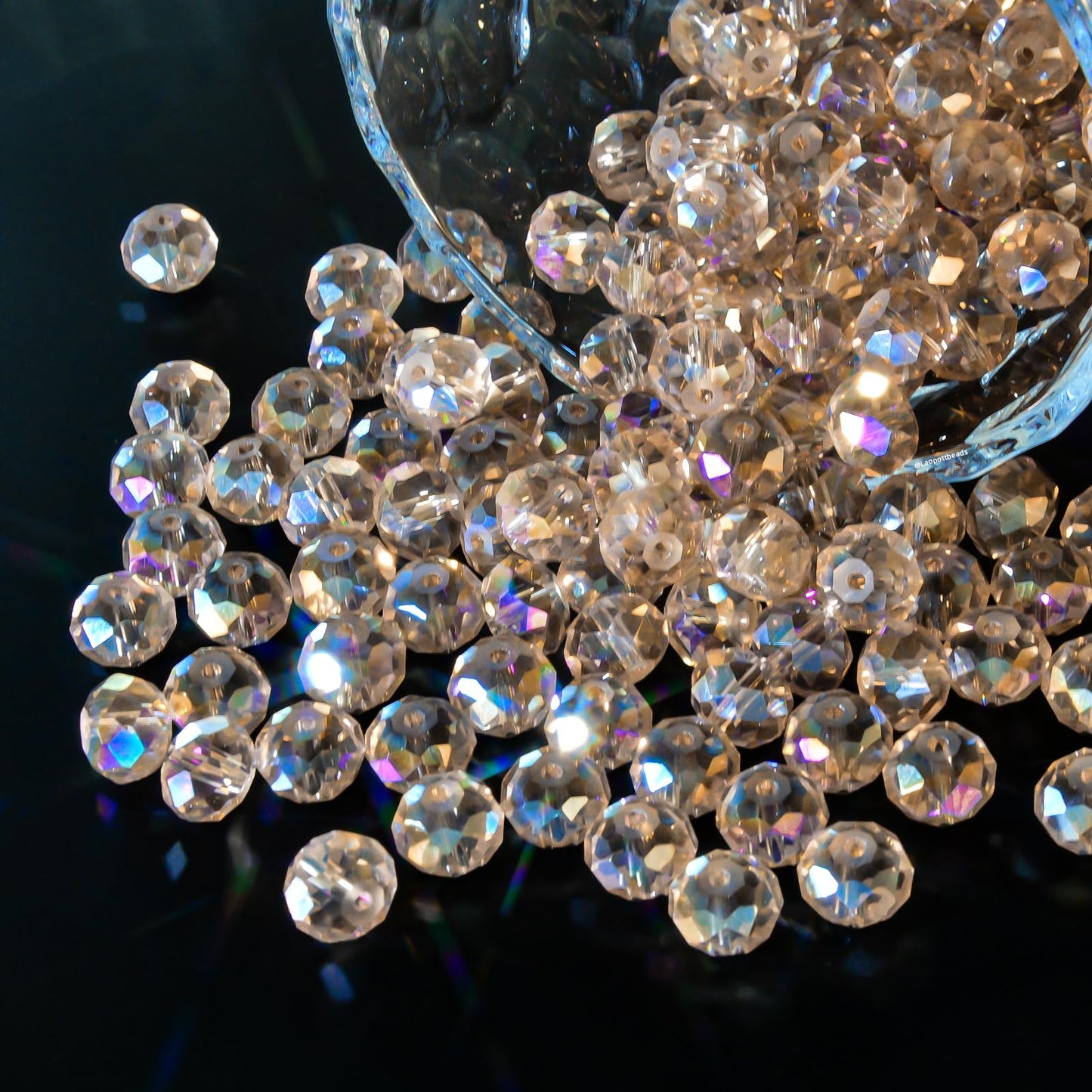 Laopottbeads 220Pcs 10mm Crystal Glass Beads for Jewelry Making Beads for Bracelets Necklace Pendants Making Supplies(Silver Champagner)