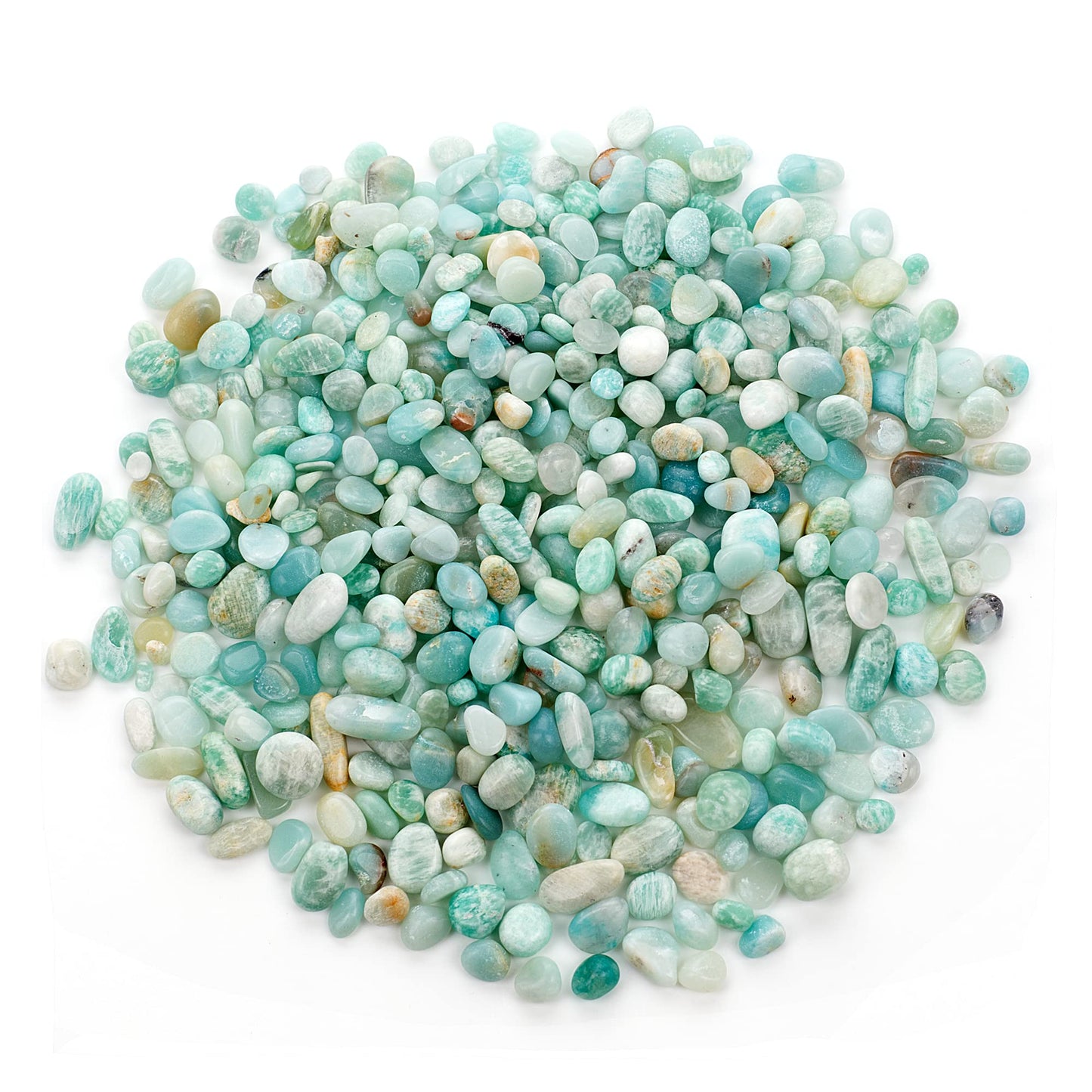 Cherry Tree Collection 1/2 Pound Polished Tumbled Gemstone Chips, Pebbles, Crystal Chips Bulk for Jewelry Making, Healing, Plants, Succulents, Aquariums, Decoration, Chakra (Amazonite-L)
