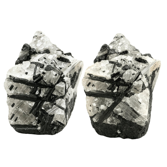 Amazing Gemstone Black Rutilated Quartz Raw Crystals and Healing Stones, Natural Rocks for Tumbling - DIY Raw Stones and Crystals, 2 Pieces